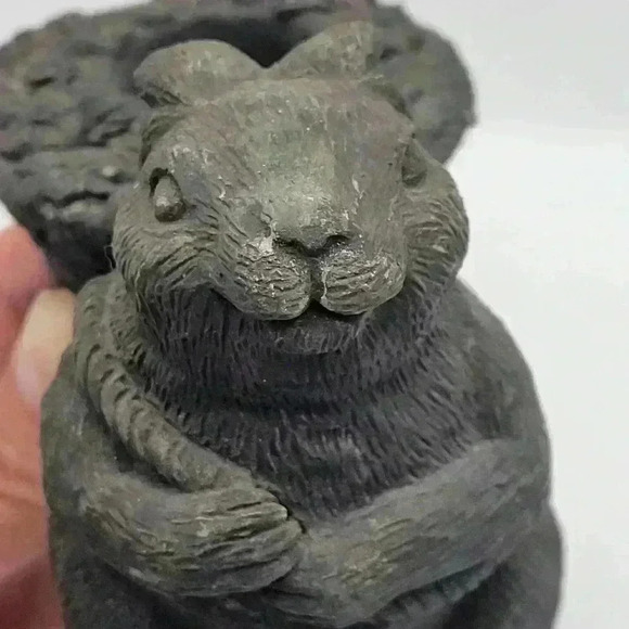 RARE Piece Rabbit Bunny Ressin Candle holder Pulling Basket - Picture 12 of 14